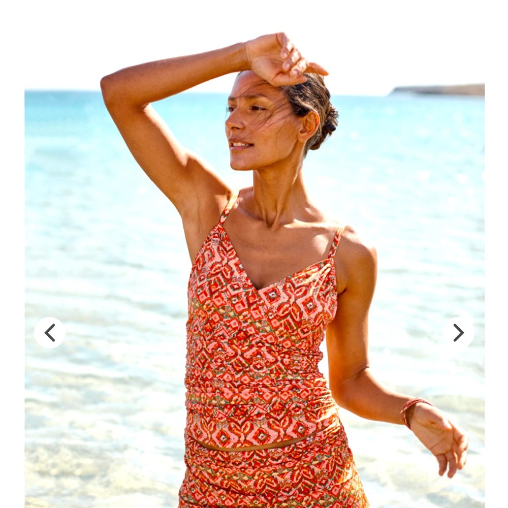 Garnet hill  3 piece, rushed swim skirt, bikini bottom, tankini 8 sunset